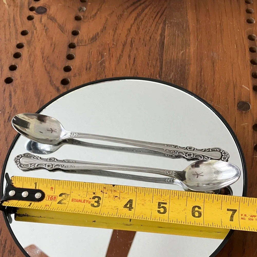 VINTAGE X2 JAPAN EKCO ETERNA SANDRA JEANNE FORGED STAINLESS 7”ICED TEA SPOONS